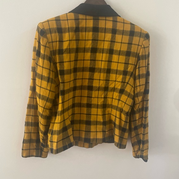 Le Suit Women's Vintage Yellow And Black Plaid Checker Jacket Size 10 - Picture 8 of 9